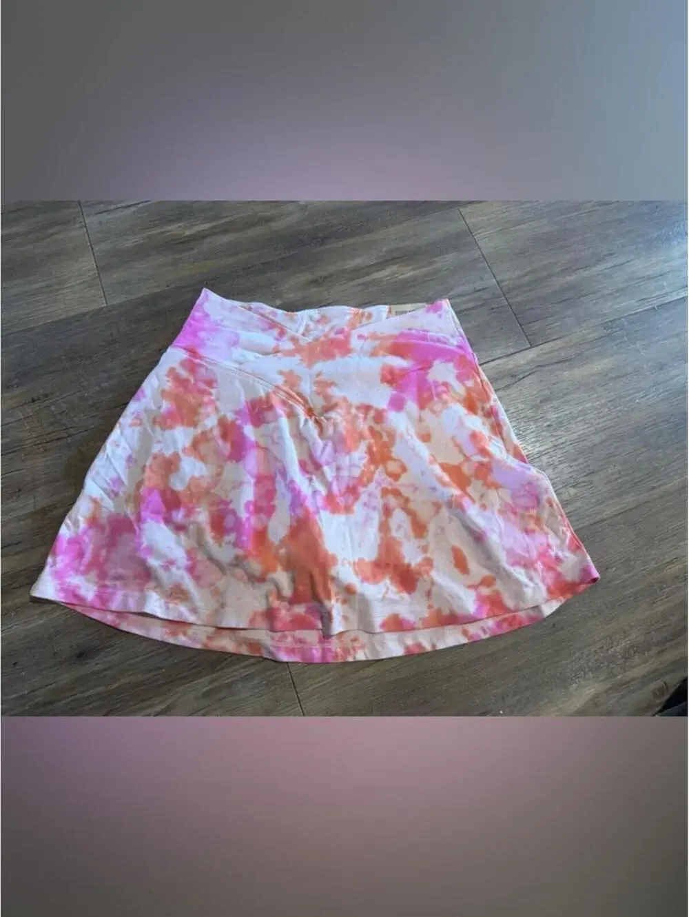 NWT PINK Victoria's Secret High Waist V Crossover Pink/Orange Tie Dye Skort Sz M